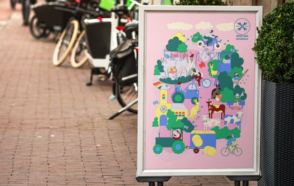 Poster Bike Shop Illustration
